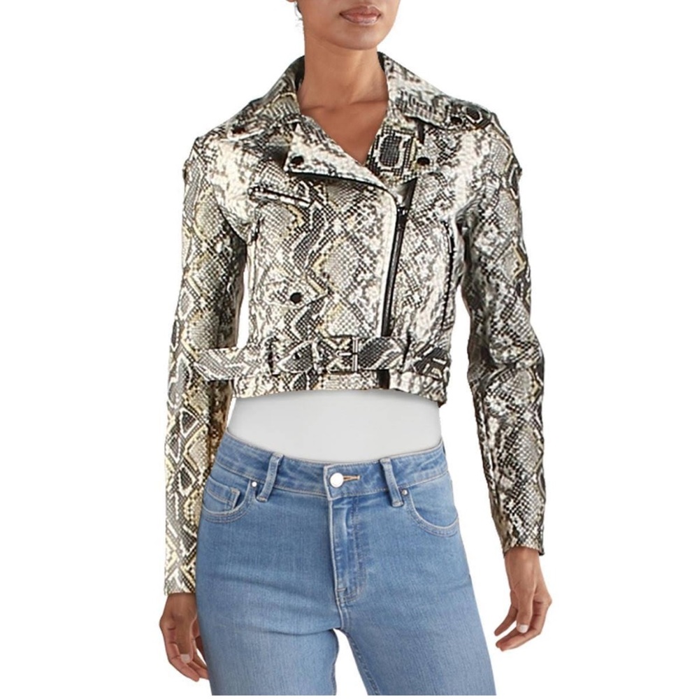 Aqua Snakeskin, faux leather jacket Size S